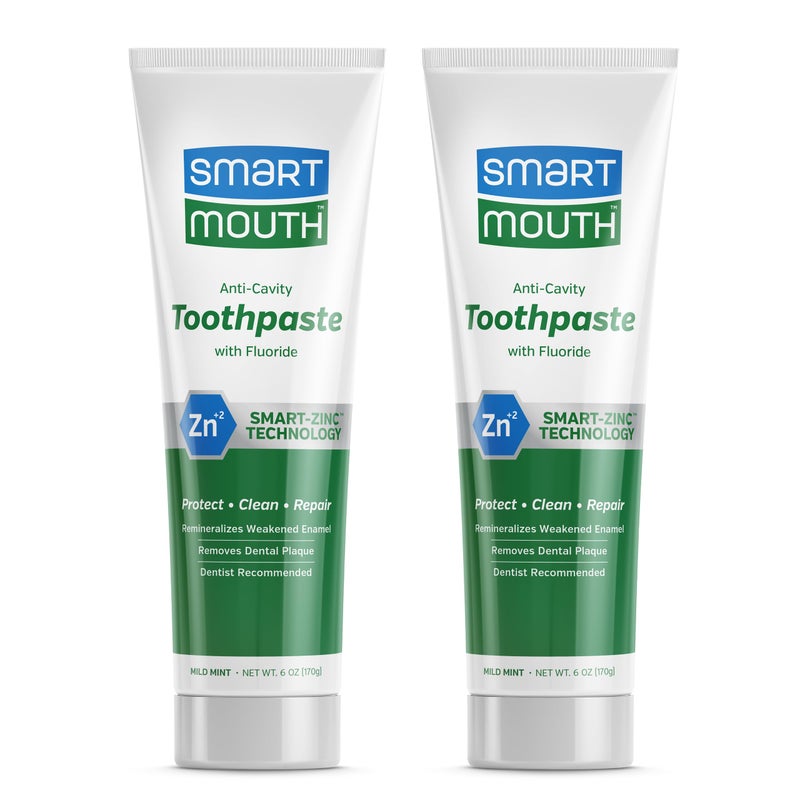 SmartMouth Premium Zinc Ion Toothpaste Whitening with Fluoride Refreshing AntiCavity Toothpaste for Adults Strengthens Enamel Mild Mint Flavor 6 oz 2 Pack - Image 1