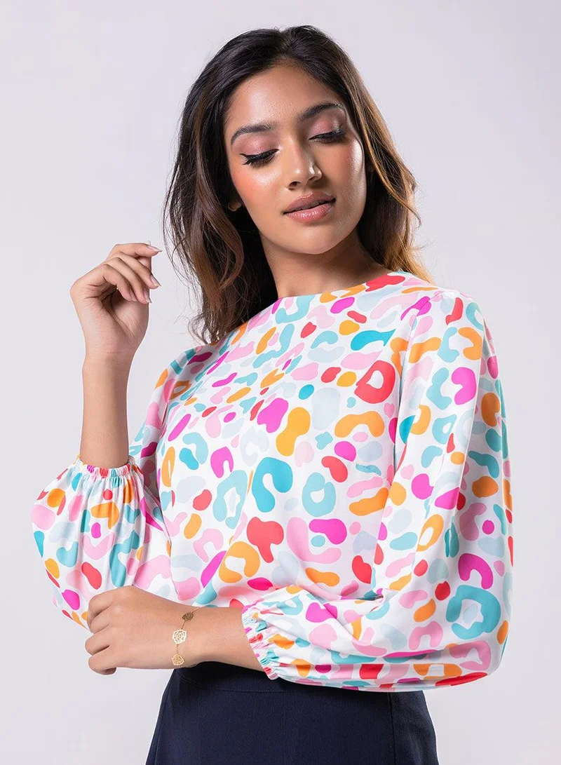 Zigzag Long Sleeve Printed Top