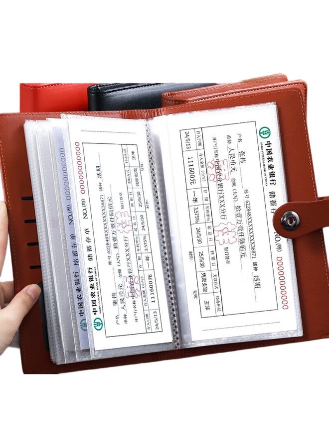 Longe Langjie, Bill Organizer Folder, Document Storage Binder, Multi-Functional Bill Holder, Receipt And Cash Bill Folder, Expense Reimbursement Book, Leather Cover, Large Capacity Bill Card Holder - Image 3