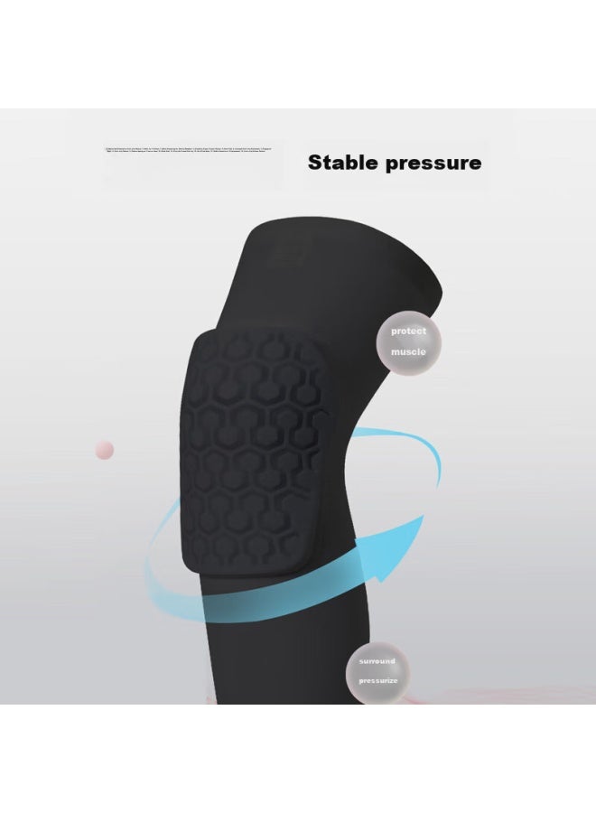 Teeis Basketball Knee Pads, Sports Equipment For Men, Long Professional Honeycomb Anti-collision Protective Gear, Summer Knee And Leg Guards, Black, Size M - Image 4