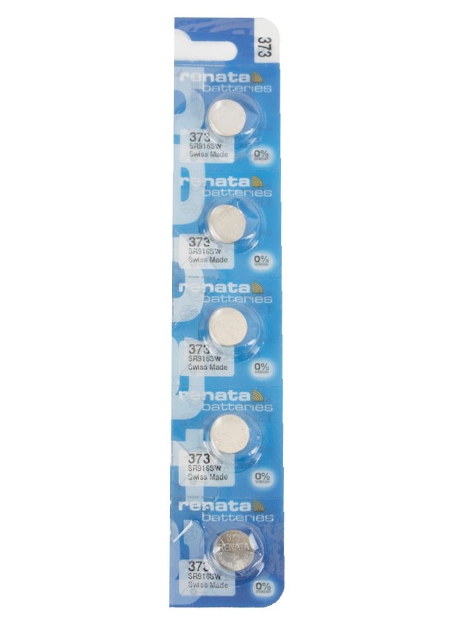 Renata wristwatch battery - Swiss made, 1.55V button cell, Renata Long Life Battery, Strap (5 pcs) 373-2, SR916SW