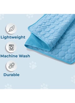 Kuber Industries Rectangular Dog & Cat Bed|Multi-Utility Self-Cooling Pad For Dog & Cat|Light-Weight & Durable Dog Bed|Zqcj001B-M|Blue  - Image 4