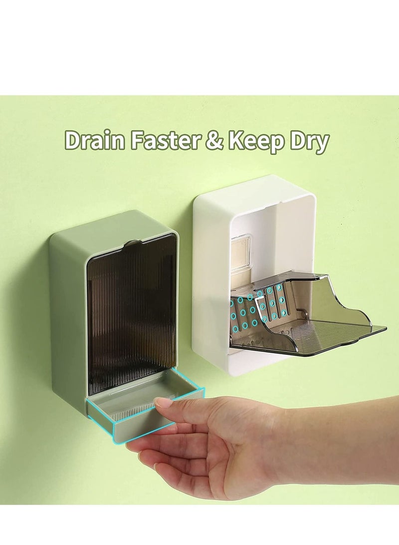 2 Pack Soap Dish Holder Rack Shower Bar Tray with Drain Wall Mounted Box for Bathroom Bathtub Kitchen - Image 3