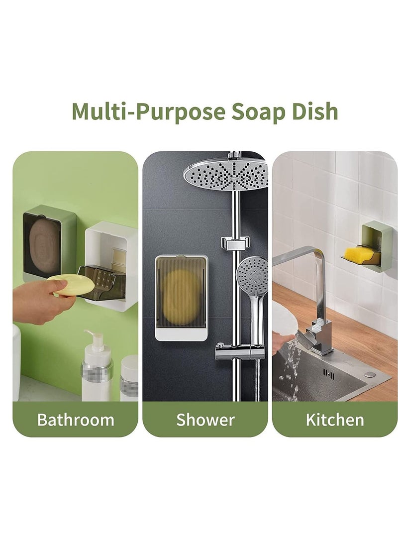 2 Pack Soap Dish Holder Rack Shower Bar Tray with Drain Wall Mounted Box for Bathroom Bathtub Kitchen - Image 4
