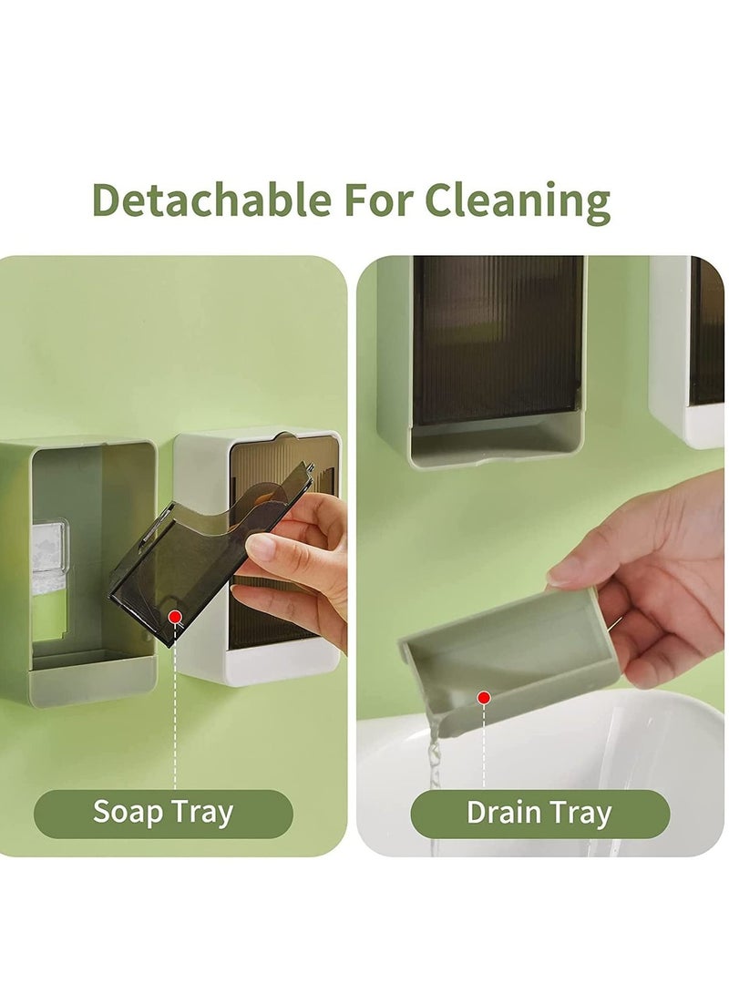 2 Pack Soap Dish Holder Rack Shower Bar Tray with Drain Wall Mounted Box for Bathroom Bathtub Kitchen - Image 2
