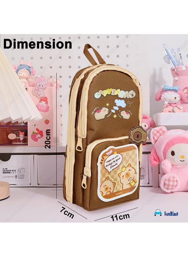 فنبلاست حقيبة أقلام فن بلاست، حافظة أقلام أنيقة، حقيبة أقلام قماشية قابلة للتعليق بسعة كبيرة، حقيبة لطيفة بطابع كرتوني للأطفال، حقيبة أقلام كاواي (عشوائي) - Image 3