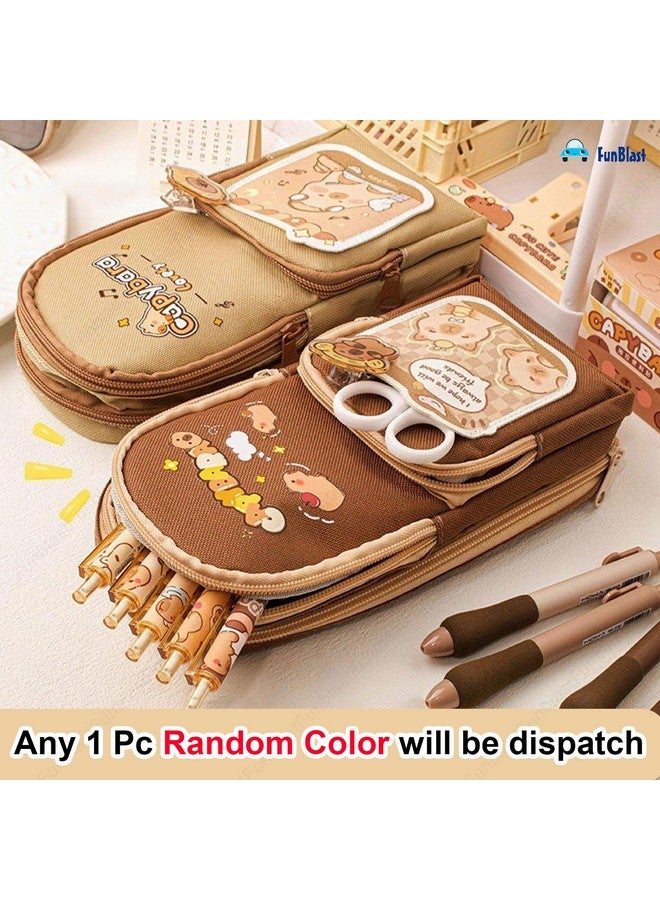 فنبلاست حقيبة أقلام فن بلاست، حافظة أقلام أنيقة، حقيبة أقلام قماشية قابلة للتعليق بسعة كبيرة، حقيبة لطيفة بطابع كرتوني للأطفال، حقيبة أقلام كاواي (عشوائي) - Image 4