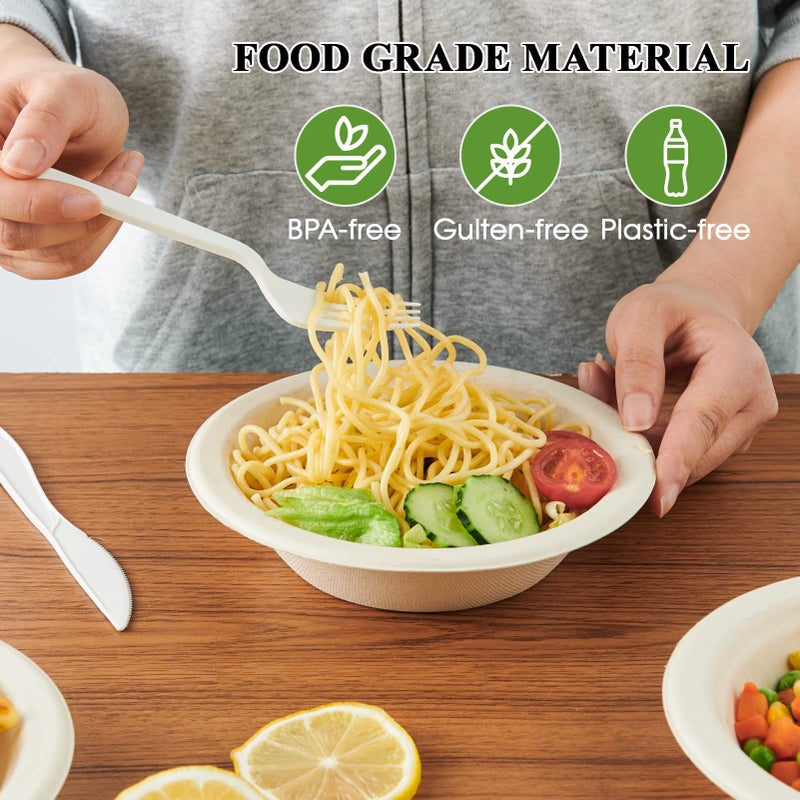 ECOLipak 150 Pack Compostable Disposable Paper Bowls  16 OZ Bagasse Heavy duty Biodegradable Eco Friendly Sugarcane Soup Bowls for Salad Dessert(Nature) - Image 5