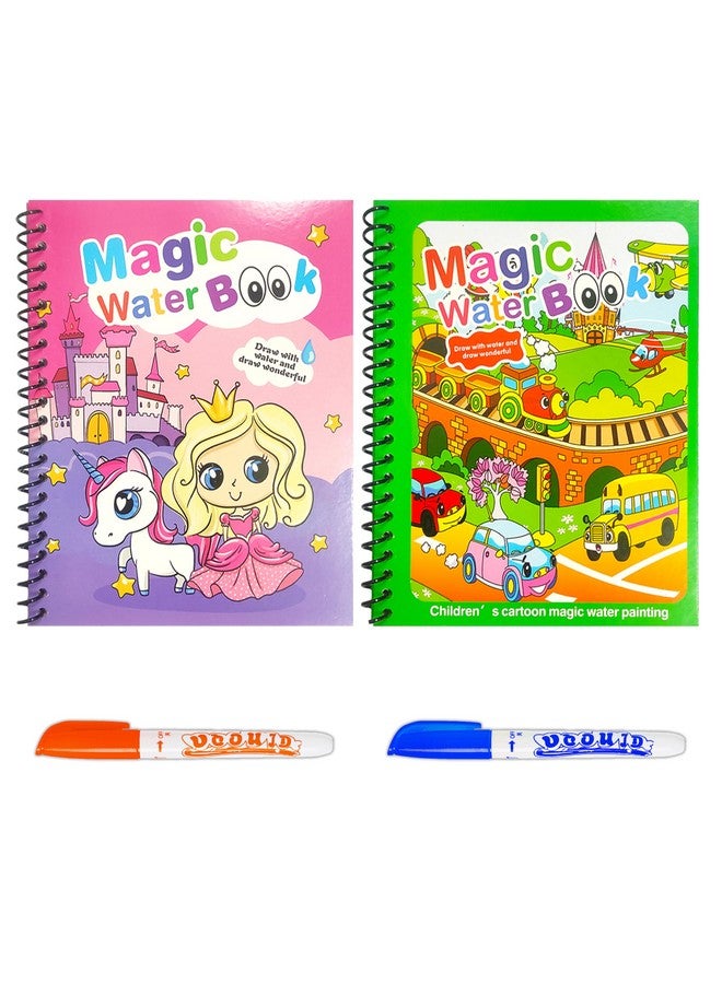 في جراسب كتاب تلوين مائي سحري قابل لإعادة الاستخدام من VGRASSP للأطفال - قلم مائي ذاتي الجفاف - لوحة رسم تعليمية كرتونية ممتعة وتعلمية (عبوة من قطعتين) (VGWB02) - Image 1
