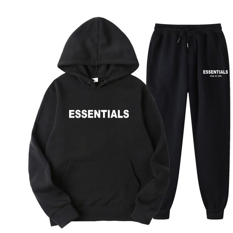Men's Fleece-Lined Hooded Tracksuit Set Long Sleeve Casual Winter Sweatsuit