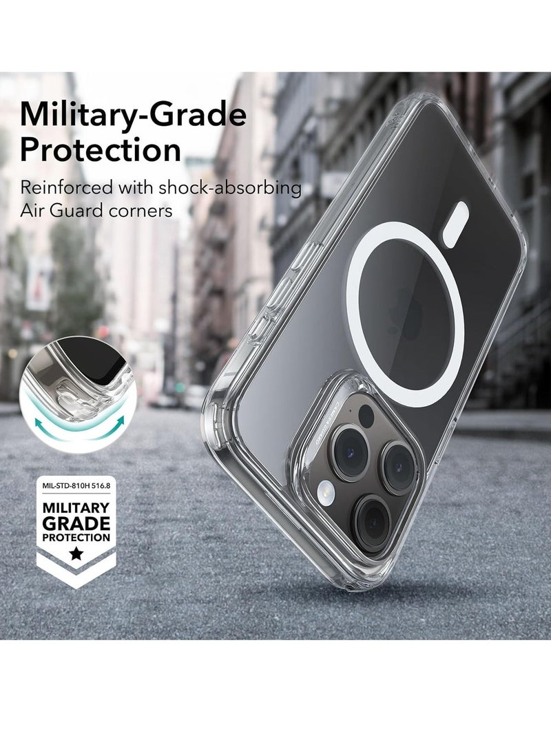 Raxoom iPhone 15 Pro Max Case Set, Compatible with MagSafe, 1 Tempered-Glass Screen Protector, 1 Set of Camera Lens Protectors, Yellowing and Scratch Resistant, Classic Series, Clear - Image 4