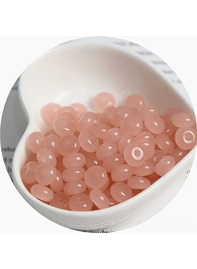 20pcs Snow Jade Color Natural Porcelain Glass Beads 5x8mm Smooth Round DIY Craft Jewelry Making - Image 1