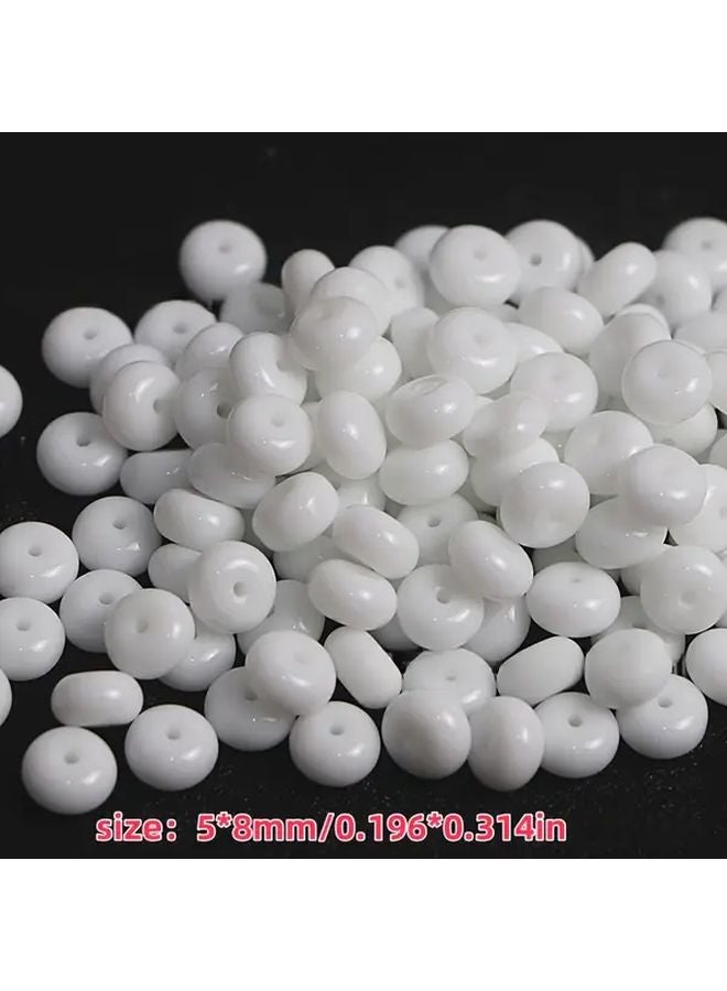 20pcs Snow Jade Color Natural Porcelain Glass Beads 5x8mm Smooth Round DIY Craft Jewelry Making - Image 5