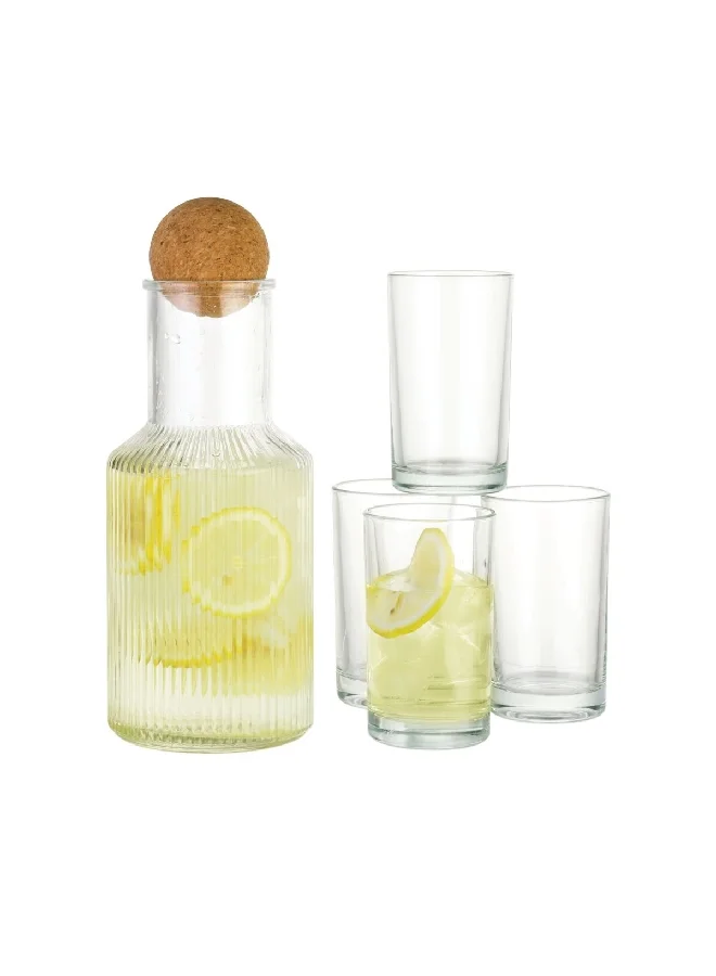 Bien Servi 5-Piece Narrow Open Enjoy Breezy Evening Glass Drinkware Set Clear 3443A