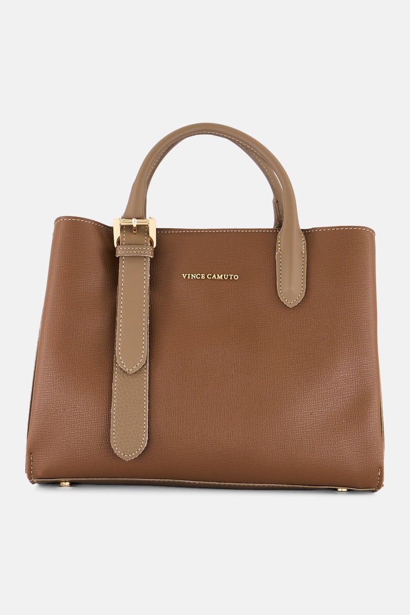 VINCE CAMUTO Women Brand Logo Rome Handbag, Taupe - Image 1