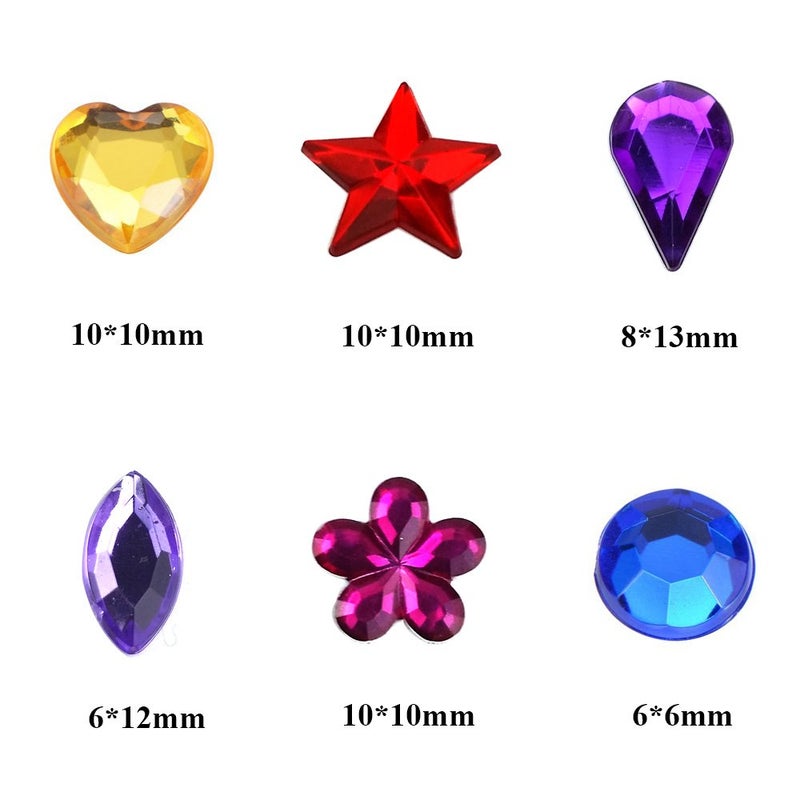 JPSOR 600pcs Gems Jewels for Crafts, Acrylic Flatback Rhinestones for Halloween Pirate Party Decorations, Crafting Embellishments Gemstone (6 Shapes, 6-13mm) - Image 3