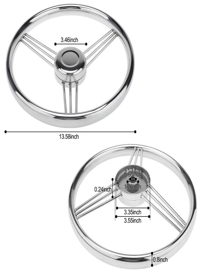 NovelBee 9 Spokes Stainless Steel Boat Steering Wheel with Finger Grips,Center Stainless Cap for Marine Boat (Dia.13-1/2") - Image 2