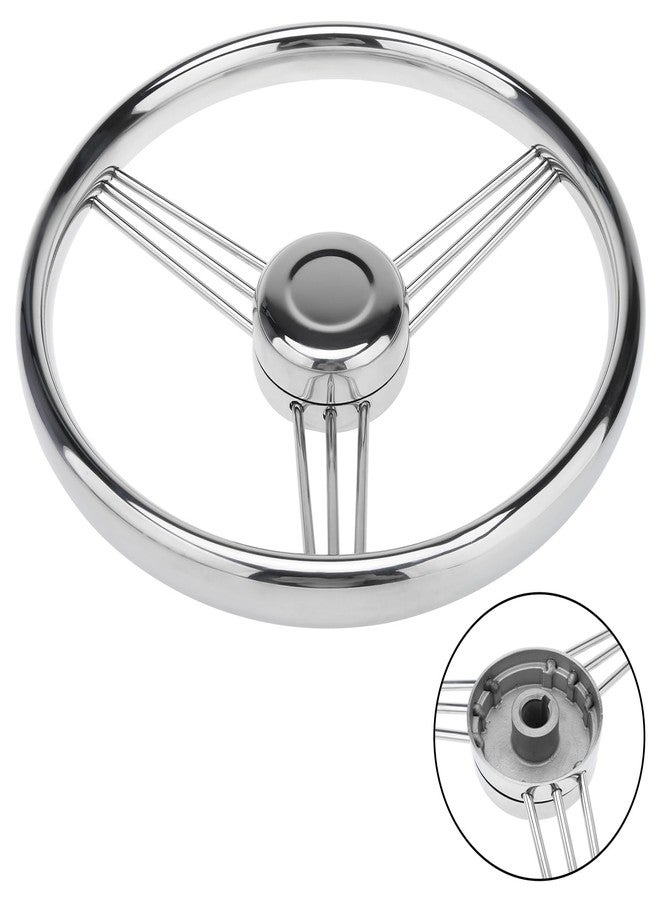 NovelBee 9 Spokes Stainless Steel Boat Steering Wheel with Finger Grips,Center Stainless Cap for Marine Boat (Dia.13-1/2") - Image 1