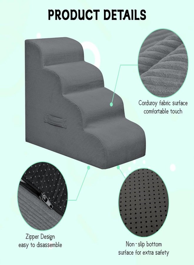 Mesa Lemon Dog Stairs for Small Dogs and Cats, 20" H 4 Steps Dog Ramp for High Beds, Couch, Sofa, Waterproof Pet Stairs with Removable Washable Cover, Non-Slip Sturdy Pet Steps - Image 4