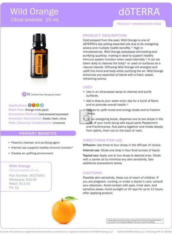 DoTerra Wild Orange Essential Oil - 15 mL, Pack of 1 - Image 5