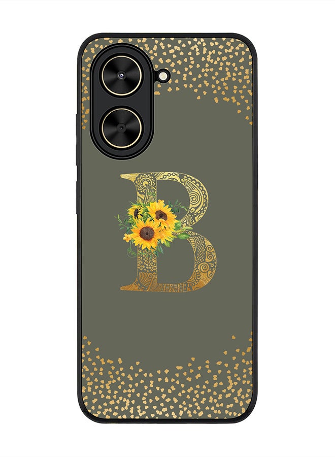 Stylizedd For Xiaomi Poco C71 / Redmi A5 4G Case,Slim fit Camera Protection, Shockproof Thin Phone cover  - Custom Floral Monogram - B  (Olive Green )
