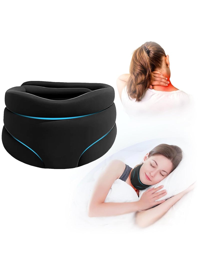 Zikra Cervicorrect Neck Brace, Neck Braces for Neck Pain and Support, Anti Snore, Cervical Collar Neck Brace for Sleeping Soft Foam, Neck Support Keep Vertebrae Stable Relief Neck Pain, Black - Image 1