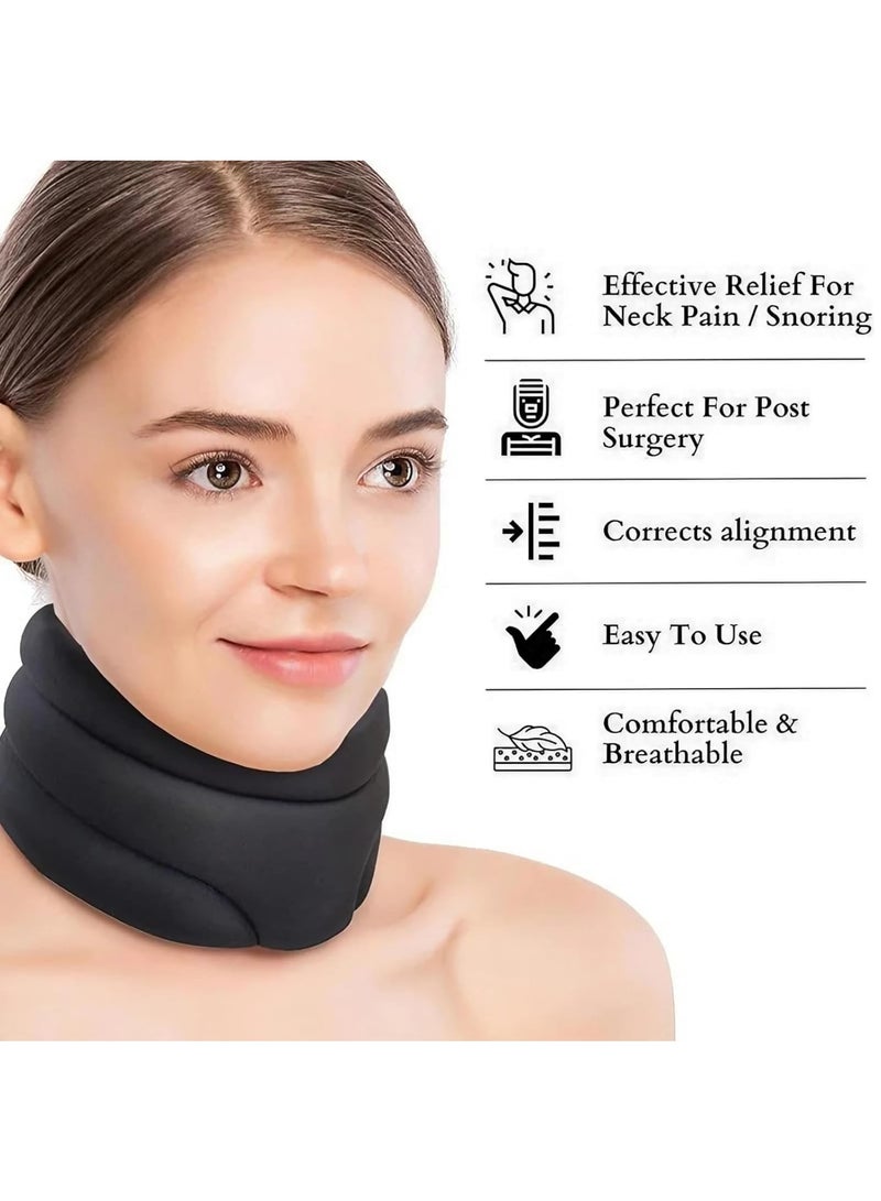 Zikra Cervicorrect Neck Brace, Neck Braces for Neck Pain and Support, Anti Snore, Cervical Collar Neck Brace for Sleeping Soft Foam, Neck Support Keep Vertebrae Stable Relief Neck Pain, Black - Image 2