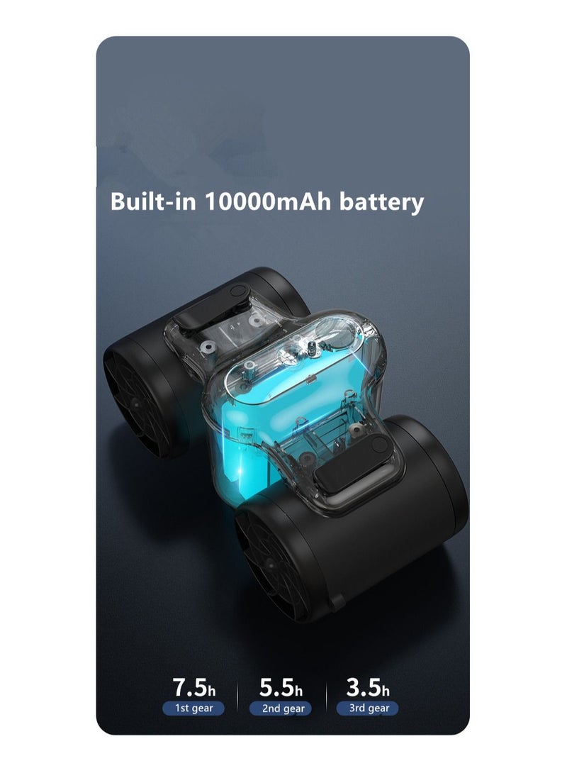 Generic 10000mAh Portable Waist Clip Double Head Fan with 7.5H Working Time, 3 Speeds, Rechargeable Battery Operated Personal Fan, Hands-free USB Belt Fan for Clothes Shirt Farm Work Hiking - Image 5