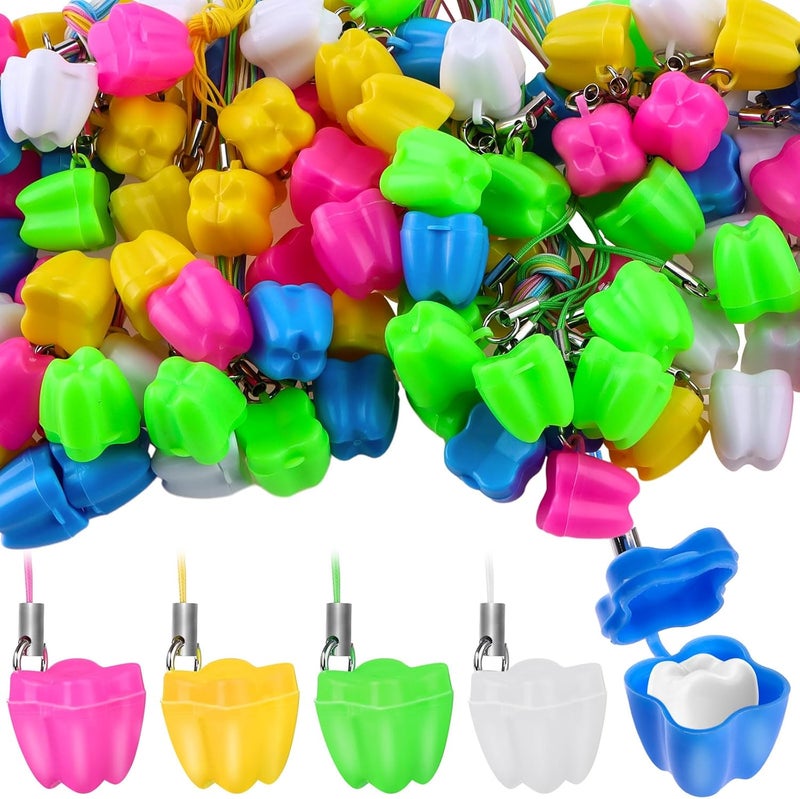 Haomian 200Piece Tooth Saver Necklaces Tooth Necklace Little Box for Lost Teeth Milk Teeth Storage Cases for Children Tooth Fairy Bag School Classroom Party Supply - Image 1