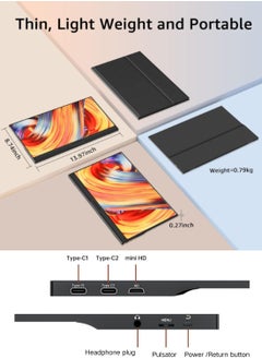 besrey  Portable Monitor - Ultra-Slim 15.6 Inch Full HD IPS Laptop Screen Extender with Adjustable Stand for Laptop, USB-C Compatible, Ideal for Travel and Office  - Image 3