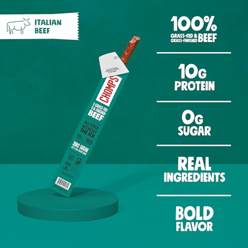 Chomps Grass-Fed and Finished Italian Beef Jerky Snack Sticks 10-Pack - Keto, Paleo, Whole30, 10g Lean Meat Protein, Gluten-Free, Zero Sugar Food, Non-GMO - Image 3