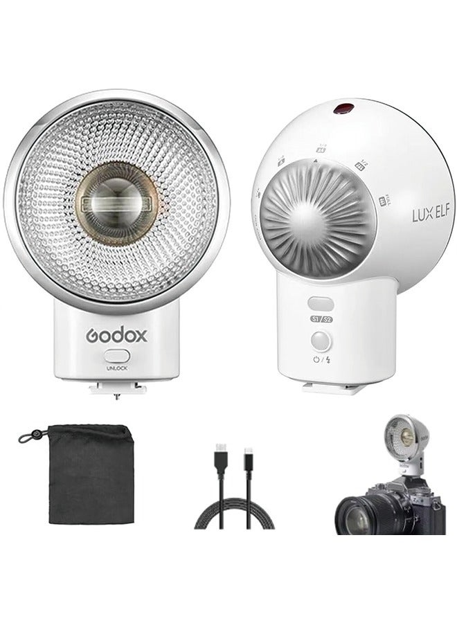 Godox Lux Elf Retro Camera Flash, Built-in Battery GN6 with 5 Levels Flash Power, 6200K±300K with S1/S2 Optical Control, On Camera Flash for Canon, for Nikon, for Sony, for Fuji, for Olympus Camera - Image 1