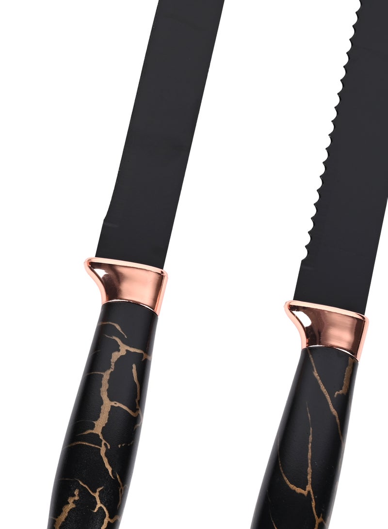 Ollieroo 19Pcs Kitchen Utensils Set And Knives Set 1950G - Black - Image 4