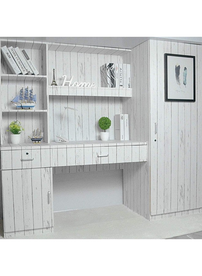 wolpin Wall Striped Stickers Wallpaper Office (45 X 500 Cm) Shelves Cabinets, Plank Nautical Home Self Adhesive Design, Furniture, Door, Wardrobe, Kids Room, Pearl White - Image 2