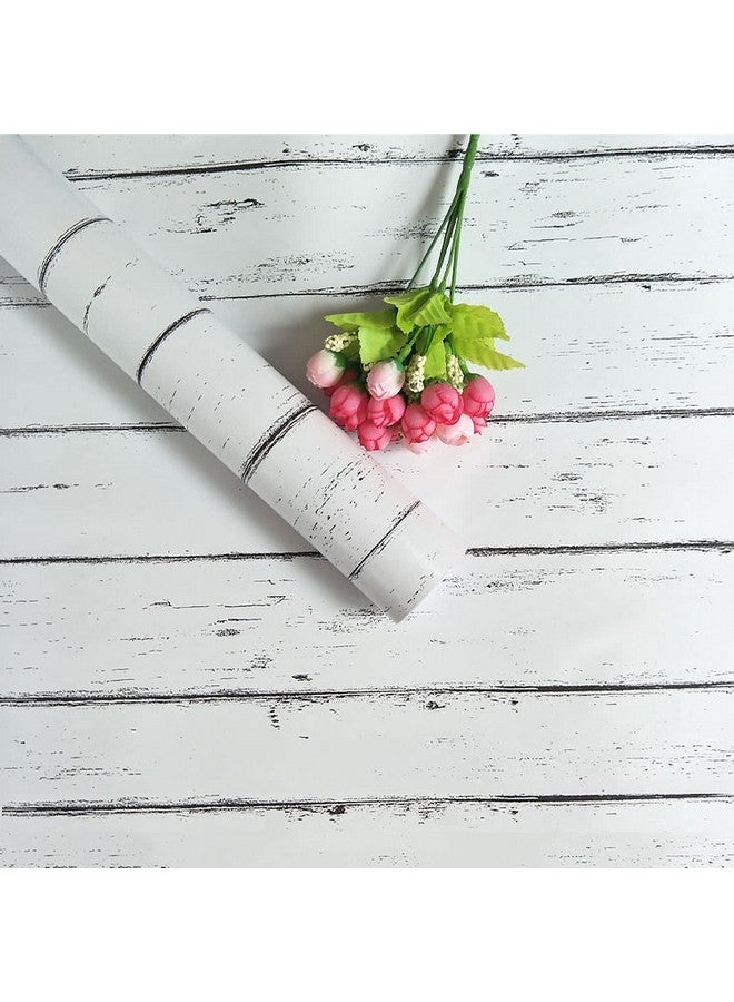 wolpin Wall Striped Stickers Wallpaper Office (45 X 500 Cm) Shelves Cabinets, Plank Nautical Home Self Adhesive Design, Furniture, Door, Wardrobe, Kids Room, Pearl White - Image 1