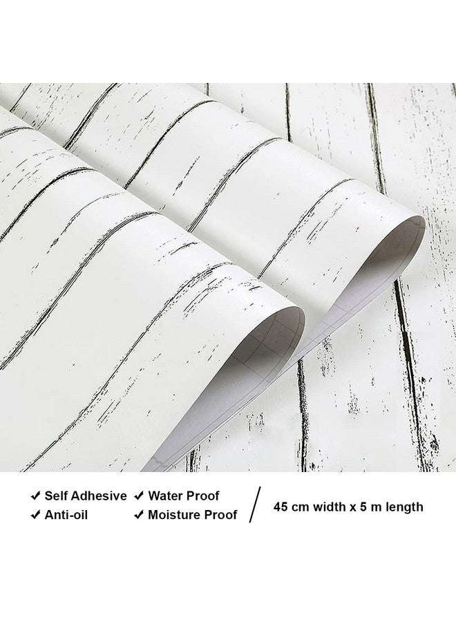 wolpin Wall Striped Stickers Wallpaper Office (45 X 500 Cm) Shelves Cabinets, Plank Nautical Home Self Adhesive Design, Furniture, Door, Wardrobe, Kids Room, Pearl White - Image 3