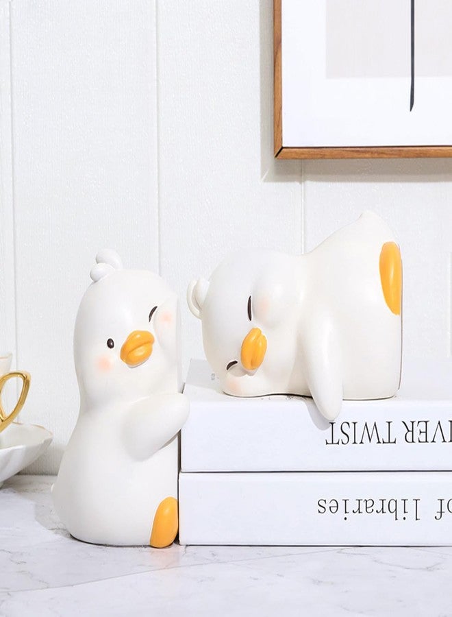 JARPSIRY Cute Hug Ducks Decorative Bookends, Unique Book Ends to Hold Books Creative Resin Book Holder Stopper for Home Office Desk Bookshelf Decoration - Image 5
