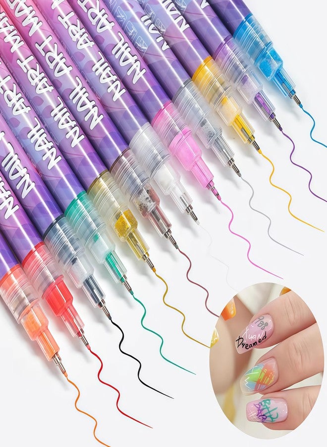 Talzpro 12 Colors Nail Art Pens Set, New Nail Art Markers for Gel Nails, DIY Nail Art Marker Drawing Painting Liner Pen, Nail Art Tools for Graffiti Dotting Drawing Painting Point Liner DIY - Image 2