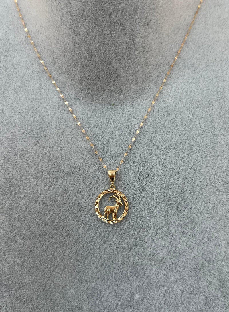 روبي آرت الذهب قلادة من الذهب الخالص عيار 18 قيراطًا للنساء من برج الجدي - 1.15 جرام - Image 2