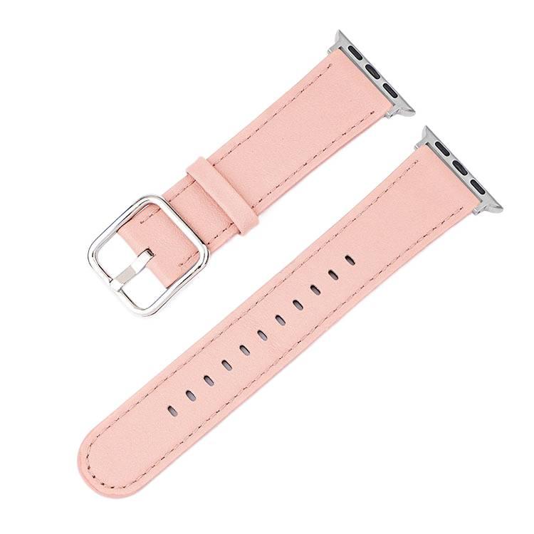 سوار ساعة ذكية سوار جلدي كلاسيكي متوافق باللون وردي قابل للتعديل مع Apple Watch 38/40/41/42/44/45/49mm بملاءمة قابلة للتعديل وحزام بديل - Image 1