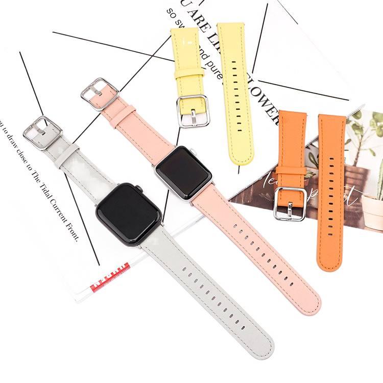 سوار ساعة ذكية سوار جلدي كلاسيكي متوافق باللون وردي قابل للتعديل مع Apple Watch 38/40/41/42/44/45/49mm بملاءمة قابلة للتعديل وحزام بديل - Image 3