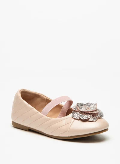 JUNIORS Floral Accent Slip-On Ballerina Shoes with Elastic Strap