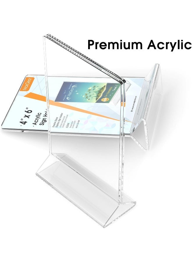 Slasa SLASA 6 Pack Acrylic Sign Holder 4x6 Inches – Double-Sided Clear Plastic Table Card Display Stand – Vertical Menu and Photo Frame for Office, Store, Restaurant, Home Use - Image 4