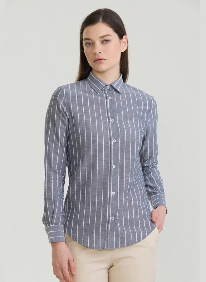 FELIX HARDY Women's Cotton Linen Blend Long Sleeve Blouse Shirt