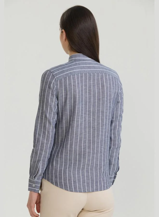 FELIX HARDY Women's Cotton Linen Blend Long Sleeve Blouse Shirt