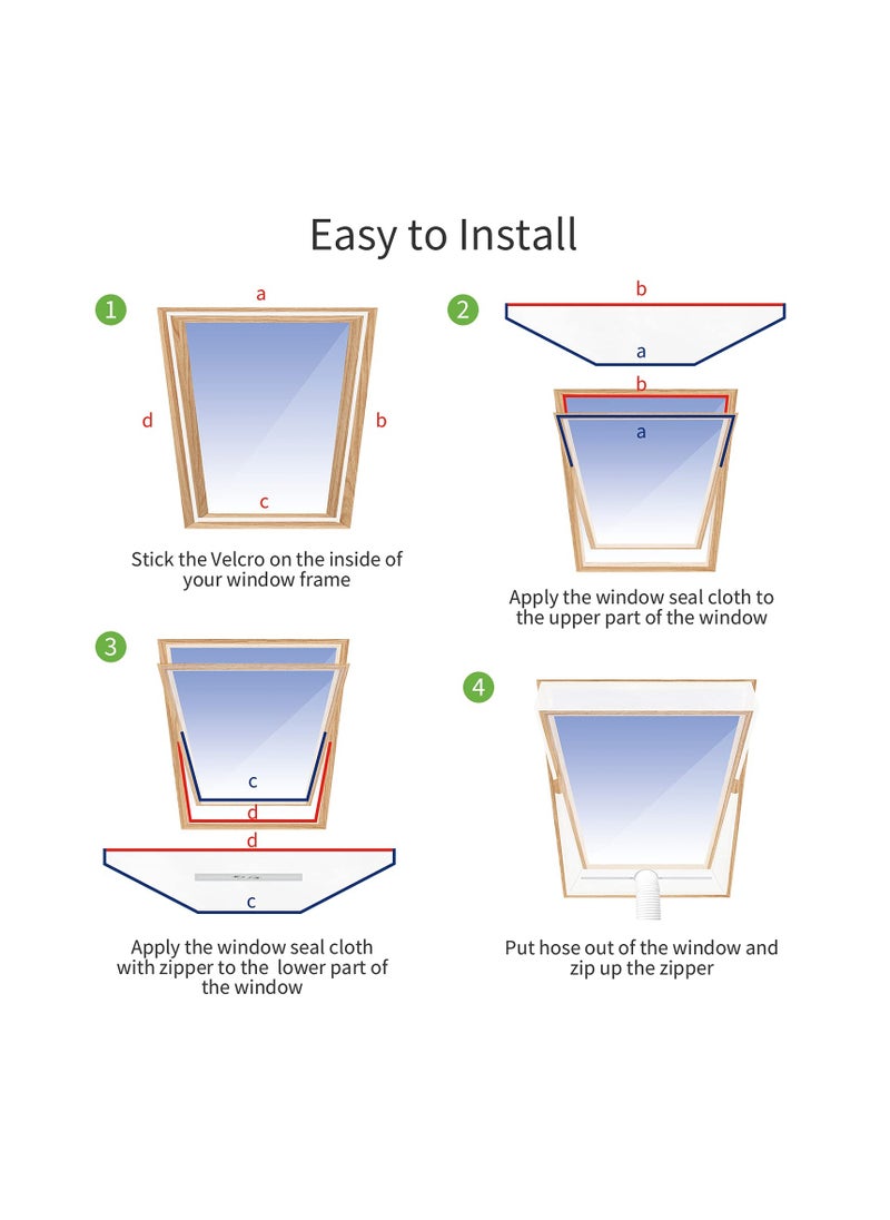 SYOSI - Centre Pivot Roof Window Sealing Kit, for Portable Air-Conditioner and Tumble Dryer, Works with Every Mobile Air-Conditioning Unit, Window Kit, for Window Perimeter up to 390 cm (230cm x 2 Set) - Image 1
