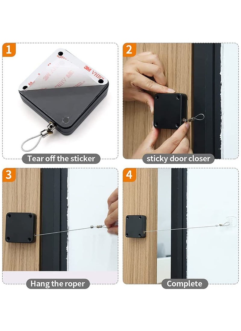 ToolHouse - Punch Free Automatic Sensor Door Closer Automatic Door Closer with Pull Cord 1200g Pull Multifunctional Function Auto Door Closer - Image 1