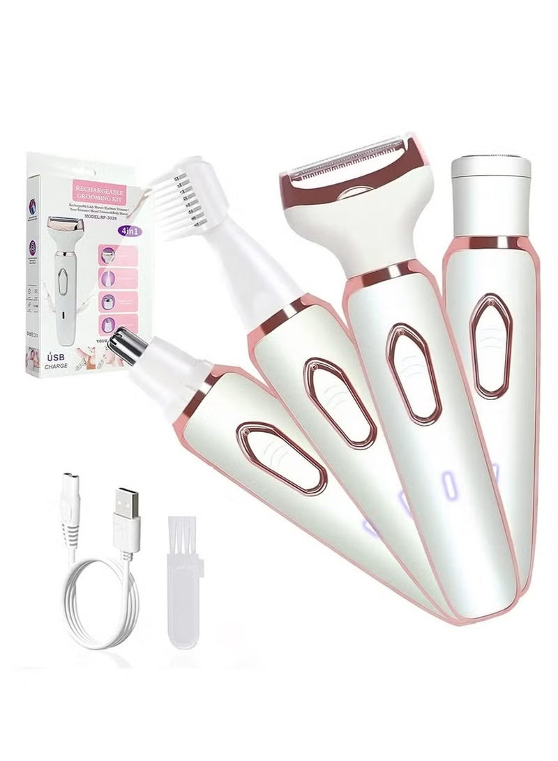 Hikma Beauty Electric Razor for Women, 4-in-1 Women's Body Hair Removal,  Eyebrow Face Underarm, Portable Ladies Shaver, Epilator, USB Rechargeable - Image 1