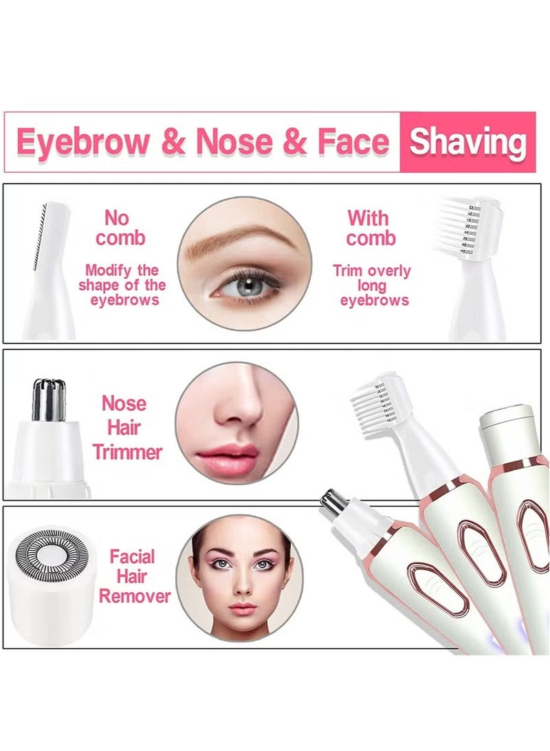 Hikma Beauty Electric Razor for Women, 4-in-1 Women's Body Hair Removal,  Eyebrow Face Underarm, Portable Ladies Shaver, Epilator, USB Rechargeable - Image 4