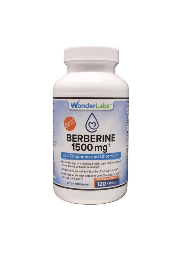 Wonder Laboratories Surperior Absorption Berberine HCL 1,500mg + Cinnamon, Chromium, and BioPerine Maintenance for Glucose, Heart & Immune System Health Gluten & GMO Free - 120 Capsules - Image 1